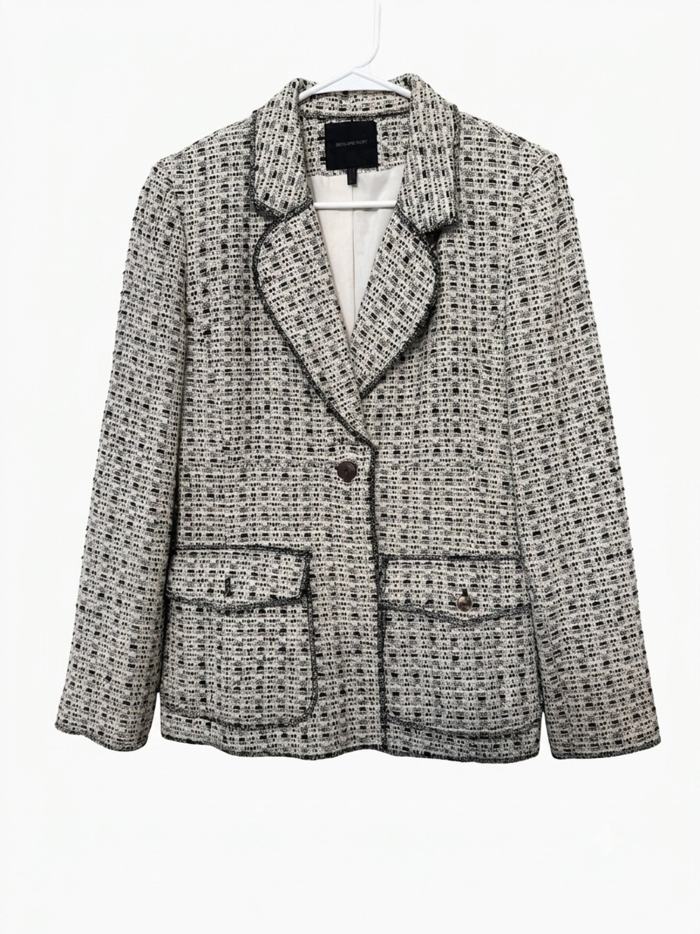 Bern and mort Black & White Tweed Bouclé Blazer Jacket-size 8